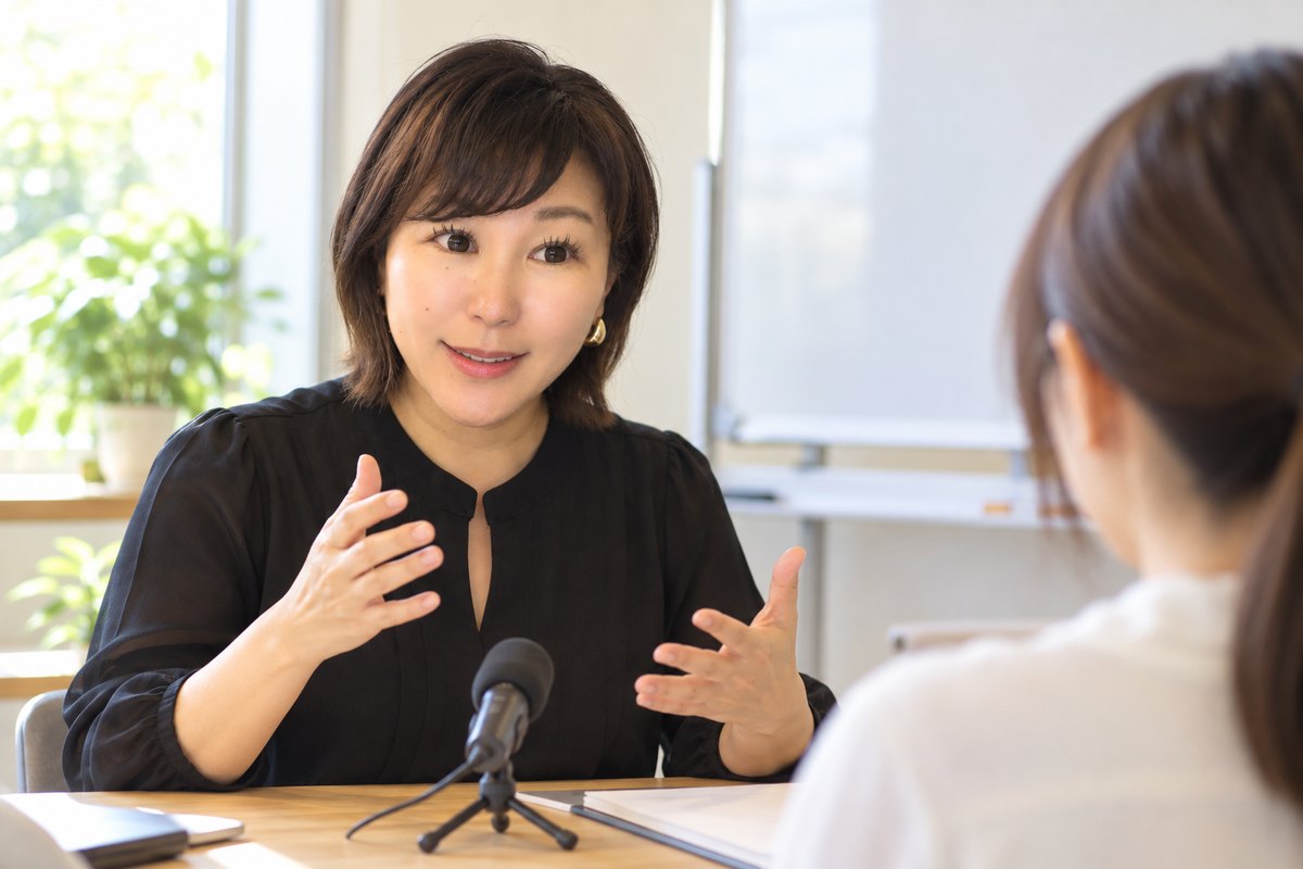 話し方のレッスンをする佐伯桃子